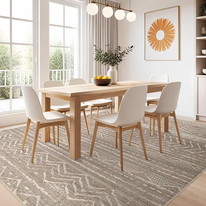 Nakagishi Boho 8x10 Area Rug Living Room Rugs Machine Washable Dark Brown | Soft - Image 7