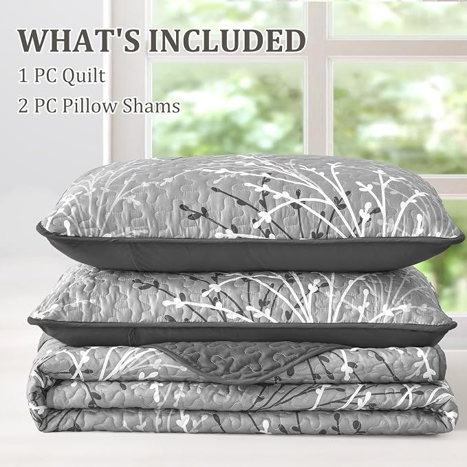 DJY Grey Quilt Set Queen Size - Image 8