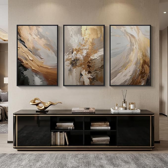 Large Framed Neutral Abstract Wall Art - Image 2