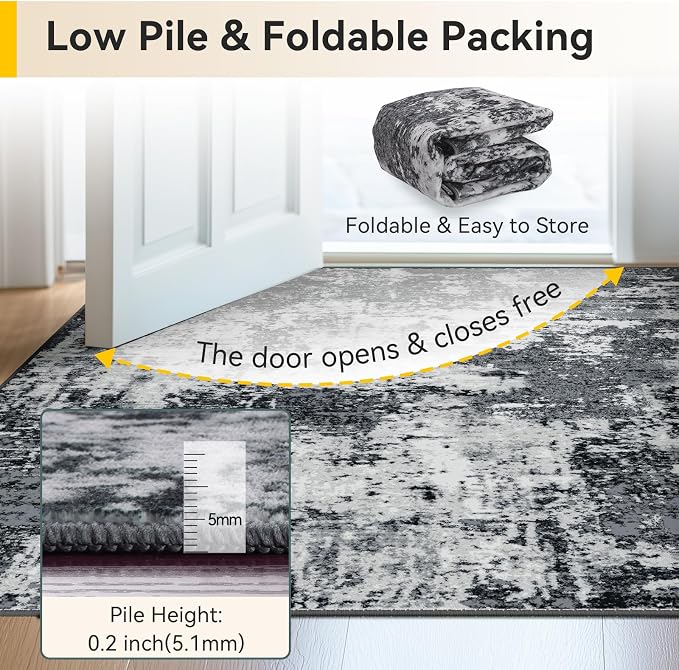 RELEANY Washable Runner 3'x6' Abstract Area Rug - Image 5