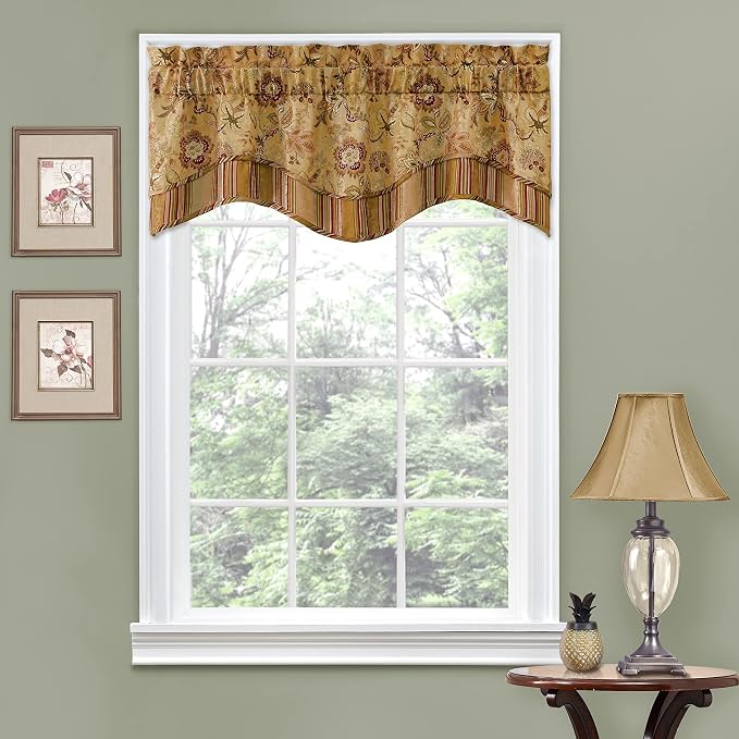Waverly Traditions Navarra Farmhouse Scalloped Rod Pocket Valance by Waverly