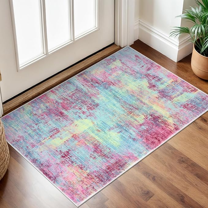 Small Abstract Area Rug 2x3 Ft Entryway Rugs Washable Door Mat Indoor Entrance by iOhouze