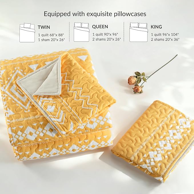 Whale Flotilla Reversible Yellow Print Quilt Twin Size - Image 4