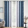 MIULEE Royal Blue and Greyish White Ombre Blackout Curtains 52Wx72L | Full Room by MIULEE