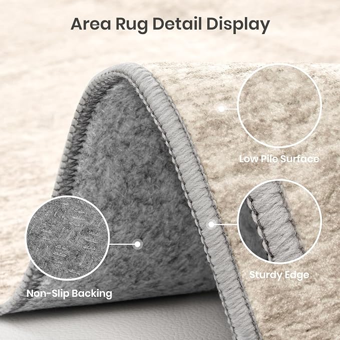 8x10 Area Rugs for Living Room, Large Washable Rug Non Slip, Thin & Lighweight - Image 6