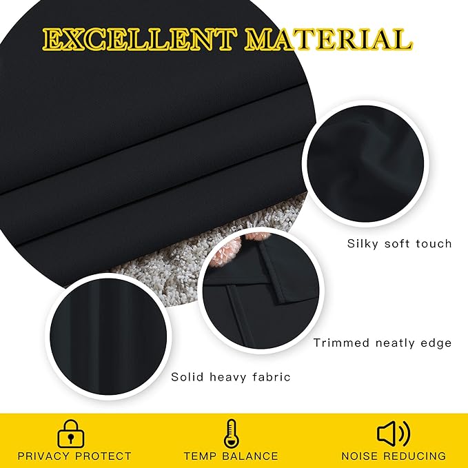 NICETOWN Black Out Curtains 54 inch Long 2 Panels Burg - Image 4