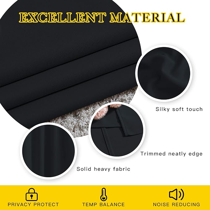 NICETOWN Black Blackout Curtains 40 inch Curtains - Image 4