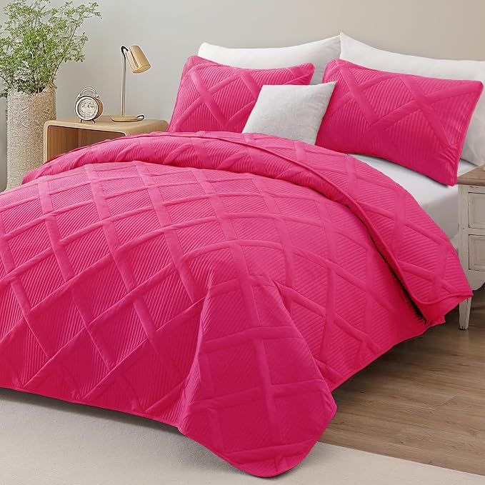 Exclusivo Mezcla California King Size Quilt, Hot Pink | Soft Bedspreads - Image 2