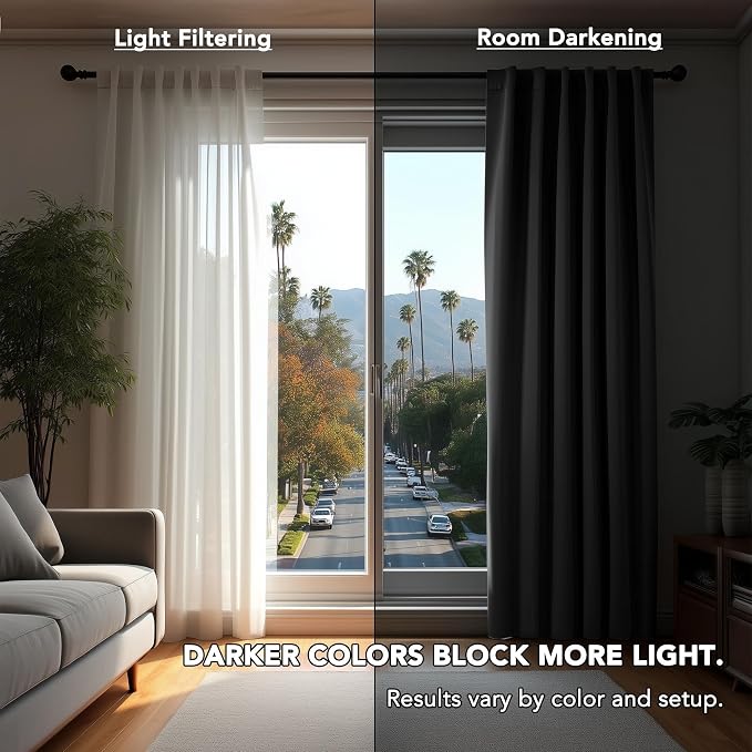 Deconovo Long Blackout Patio Door Curtains Back Tab and Rod Pocket Thermal - Image 7