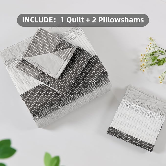 California King Quilt Set Dark Grey, 3 Pieces Bedspreads | Ultra Soft - Image 8