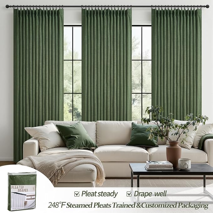 Natural Linen Double Layer Blackout Nursery Curtains 78 Inches Long 2 Panels Set - Image 6