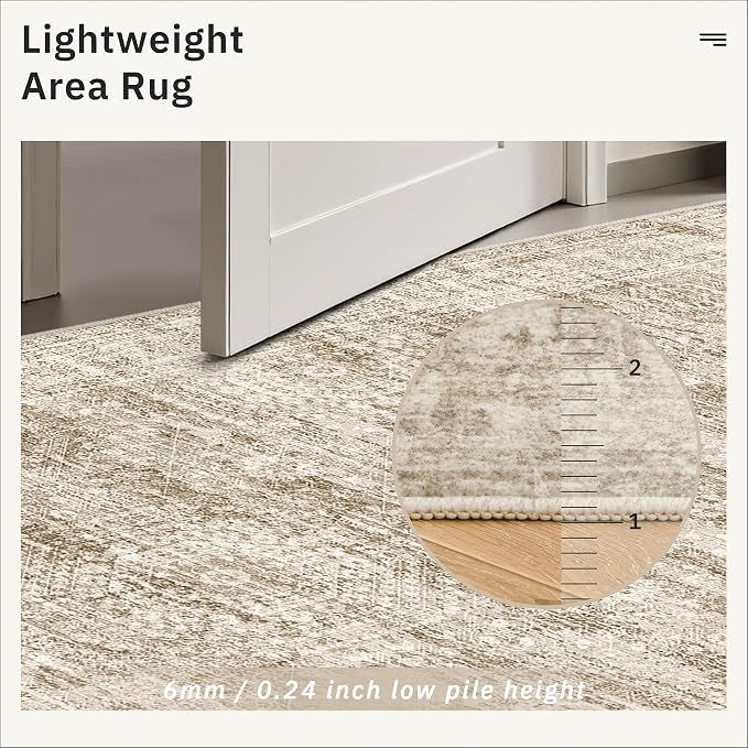 Soalmost Washable 3x10 Hallway Runner Rug Non-Slip Kitchen Entry Rugs Brown | - Image 7