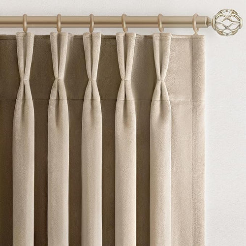 102 Inch Long Camel Custom Velvet Curtains by Unknown