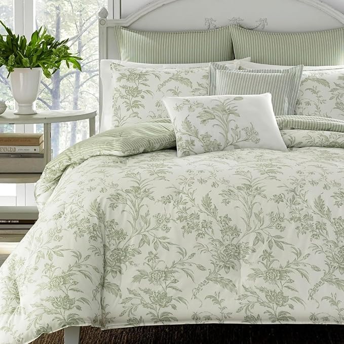 Laura Ashley - King Size Bonus Comforter Set, Reversible Cotton Bedding by Unknown