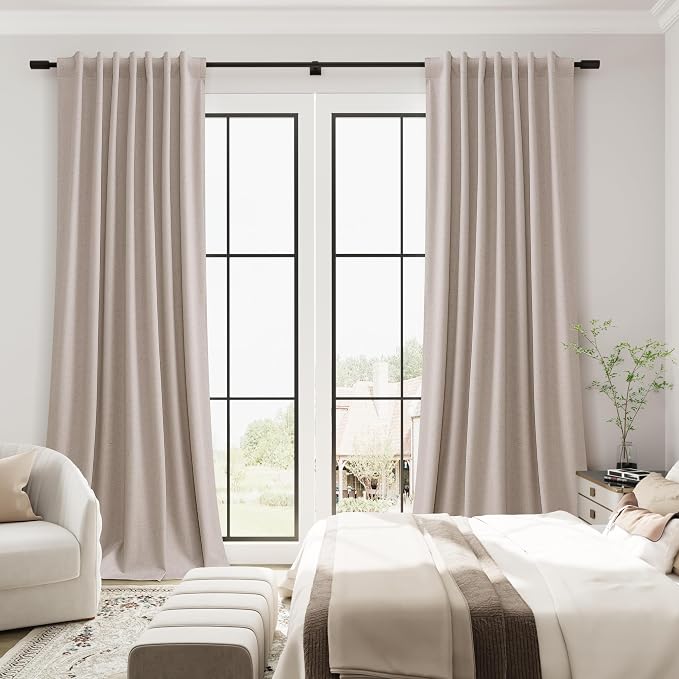 Champagne Linen 100% Blackout Curtains 90 Inch Length - Image 7