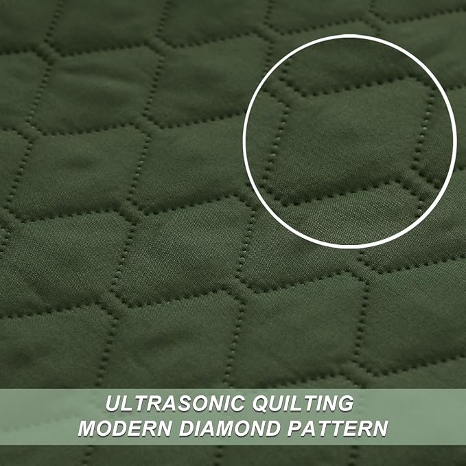 Exclusivo Mezcla Reversible California King Quilt Set, Olive Green | - Image 4