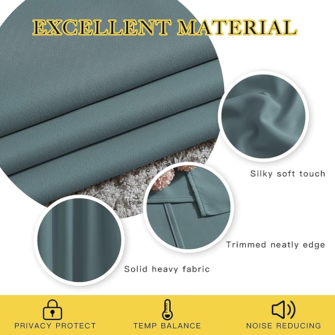 NICETOWN Bedroom Blackout Long Curtains 120 Length - Image 4