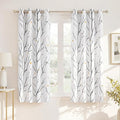 NICETOWN White Curtains with Grey Twist Branches & Flowerrain Pattern, W52 x L63 by NICETOWN