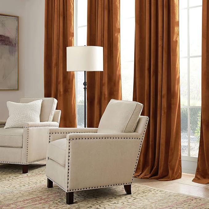 RYB HOME Velvet Curtains 102 inches Long, Extra Long High Ceiling Curtains | - Image 6