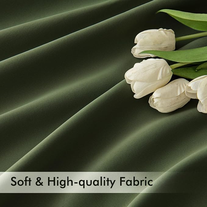 MIULEE Olive Green Back Tab Blackout Curtains 52x90 Inch Long 2 Panels Set | - Image 6