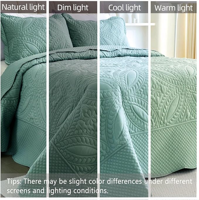 Cmfshape Oversize King Bedspread 114"x102", 3 Pieces California King Size Quilt - Image 5