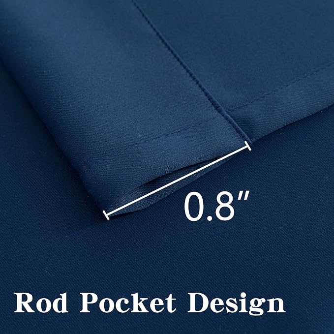 IGEMAEVE Blackout Curtains for Bedroom Rod Pocket Navy Blue 52" W x 108" L | - Image 3