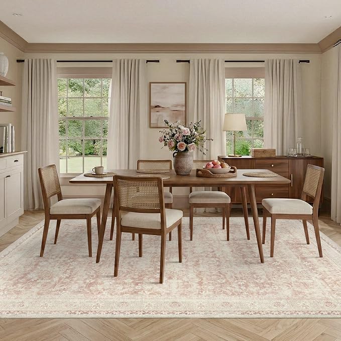 Latte&Fog 8x10 Area Rugs for Living Room Washable Large Pink Rugs Cute | Non - Image 5