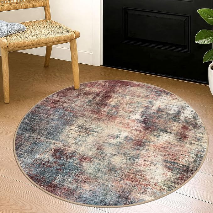 Round Area Rug 3 Ft Circle Entryway Rugs Round Washable Door Mat Indoor Entrance by iOhouze