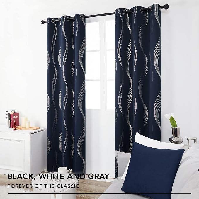 Deconovo Curtains for Living Room, Pattern Blackout Curtains 63 Inches Long | - Image 3
