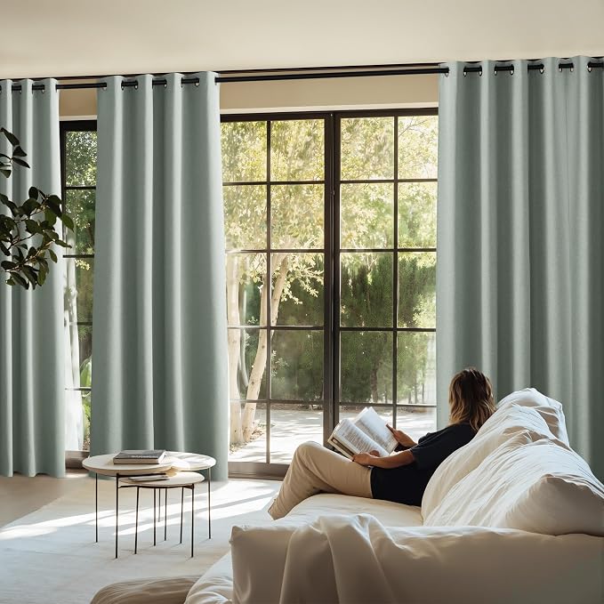 NICETOWN Sage Green Curtains 100% Blackout, W52 x L84 in, Linen Textured - Image 2