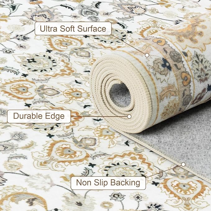 4x6 Area Rugs Living Room: Washable Vintage Rug - Image 8
