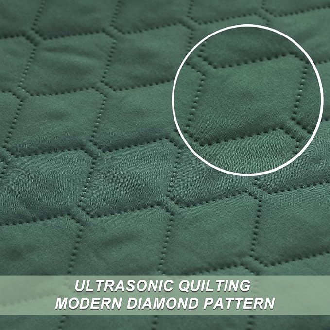Exclusivo Mezcla Reversible Twin Quilt Bedding Set, Dark Green | Lightweight - Image 4
