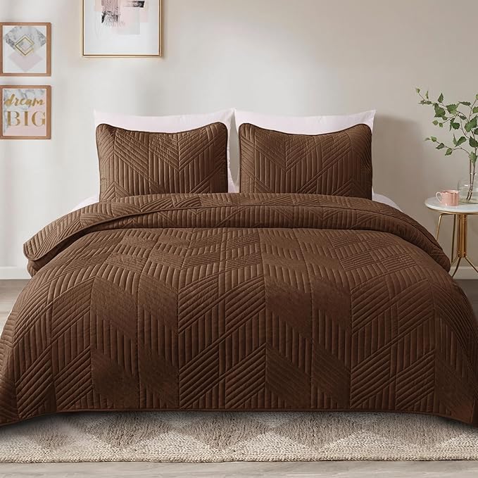 Exclusivo Mezcla Ultrasonic Full Queen Quilt Bedding Set, Soft Microfiber - Image 2