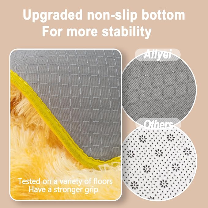 Soft Runner Rugs for Bedroom Hallways, 2x6 Tie-Dyed Yellow Fluffy Shag Throw - Image 2