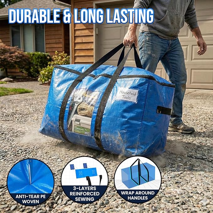 TAILI 10 Pack Blue Extra Large Moving Bags, Storage Bag - Image 3