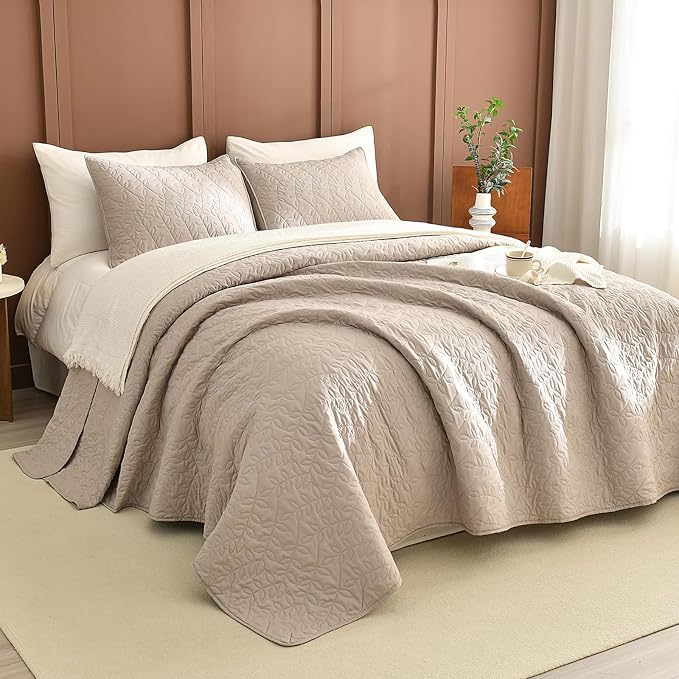 Lady Ann Queen Bedspreads 102x118 Leaves Pattern Printed Bedspreads & Coverlets by LadyAnn