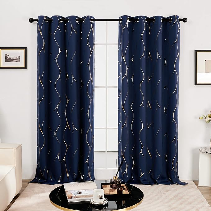 Deconovo Curtains for Living Room, Pattern Blackout Curtains 72 Inches Long | - Image 2