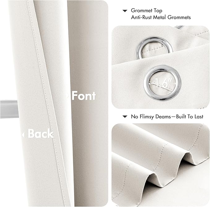 MIULEE Blackout Curtains for Bedroom 2 Panels 34 x 45 Inch Long Ivory | Thermal - Image 4