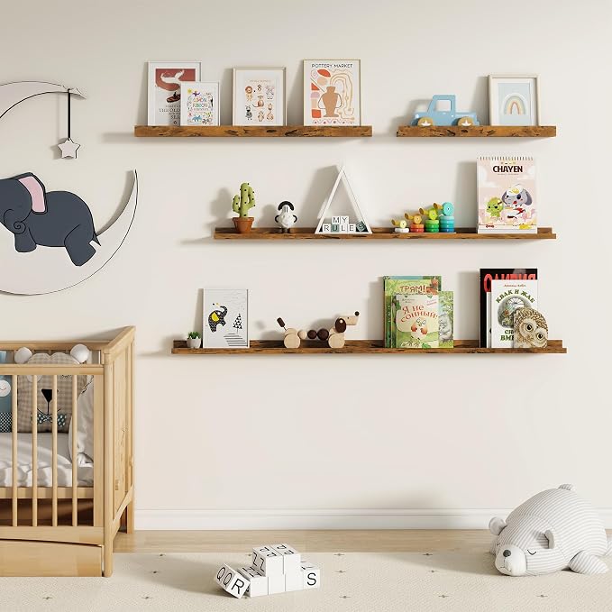 Floating Picture Ledge Shelves for Wall Set of 2, 72 Inches Picture Ledge Shelf - Image 7