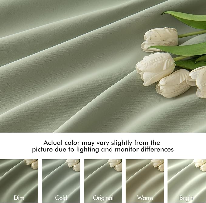 MIULEE Sage Green Back Tab Blackout Curtains 52x120 Inch Long 2 Panels Set | - Image 8