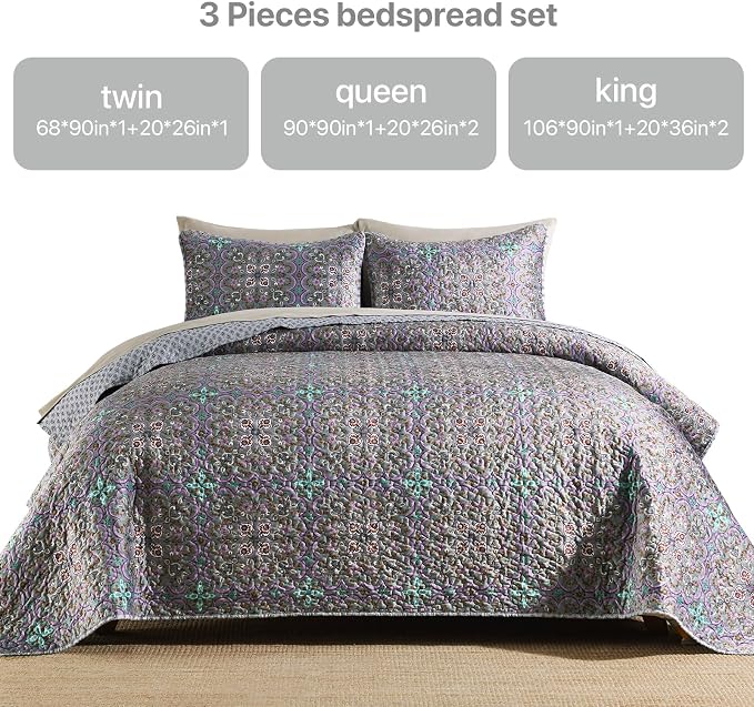 Boho Quilt Twin Set, 3-Piece Bedspread - Image 2