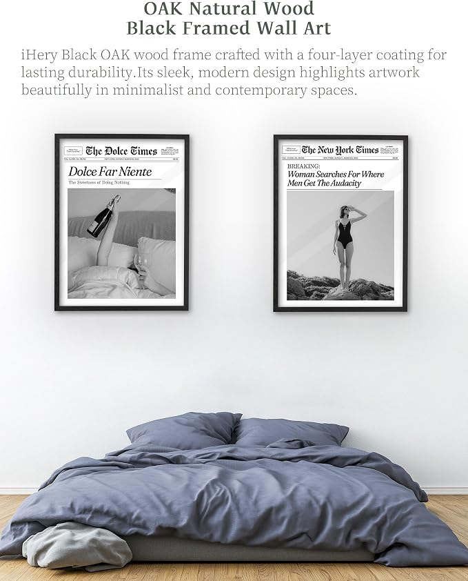 iHery 16x20in Where Men Get the Audacity Framed Newspaper Wall Art | Black - Image 7