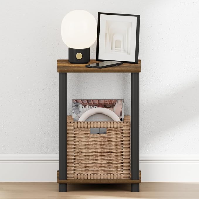 Furinno Turn-N-Tube Night Stand, 2-Tier Open Shelf Design Nightstand, Toolless - Image 5