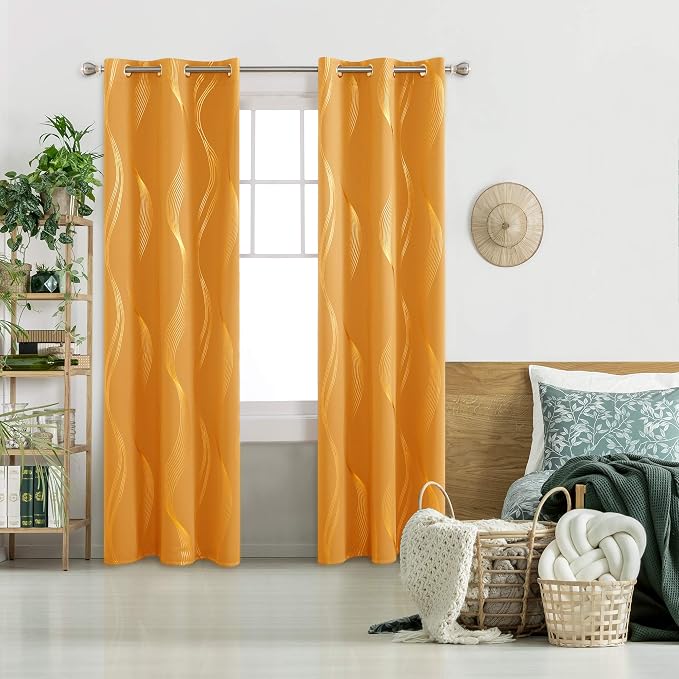 Deconovo Curtains for Living Room, Pattern Blackout Curtains 90 Inches Long | - Image 2