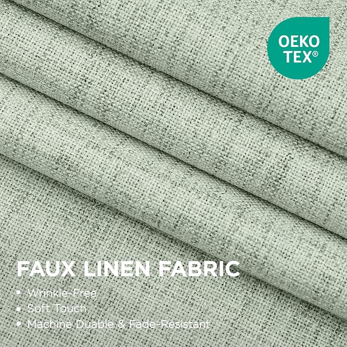Joydeco Sage Green Curtains Blackout 72 Inch Length, Linen 100% Blackout - Image 4