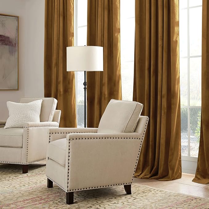RYB HOME Gold Brown Velvet Curtains 72 inches Length - Image 6
