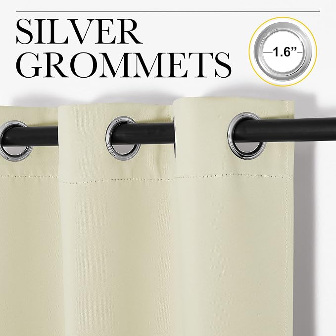 NICETOWN Beige Curtains for Sliding Glass Door, 84 inch Long, Grommet Single - Image 2