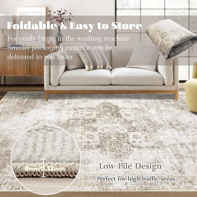 Runner Rug 2x6 Washable Rug, Vintage Boho Medallion Hallway Runner Non-Slip - Image 6