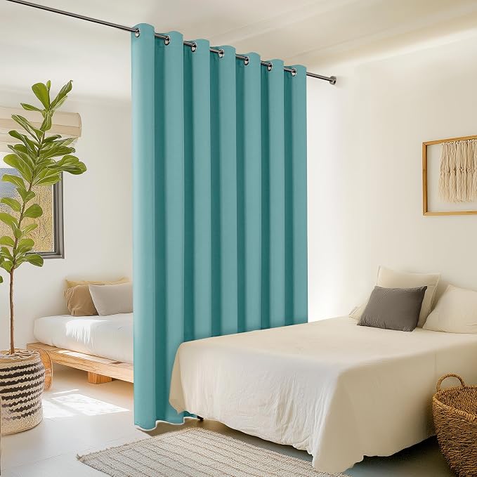 ChrisDowa Room Divider Curtain 120 Inch Long Sliding Door Curtains, 1 Panel | - Image 2