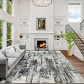 5x7 Area Rugs for Living Room: Washable Abstract Black Grey Gold Carpet | by GENTDRIZZ